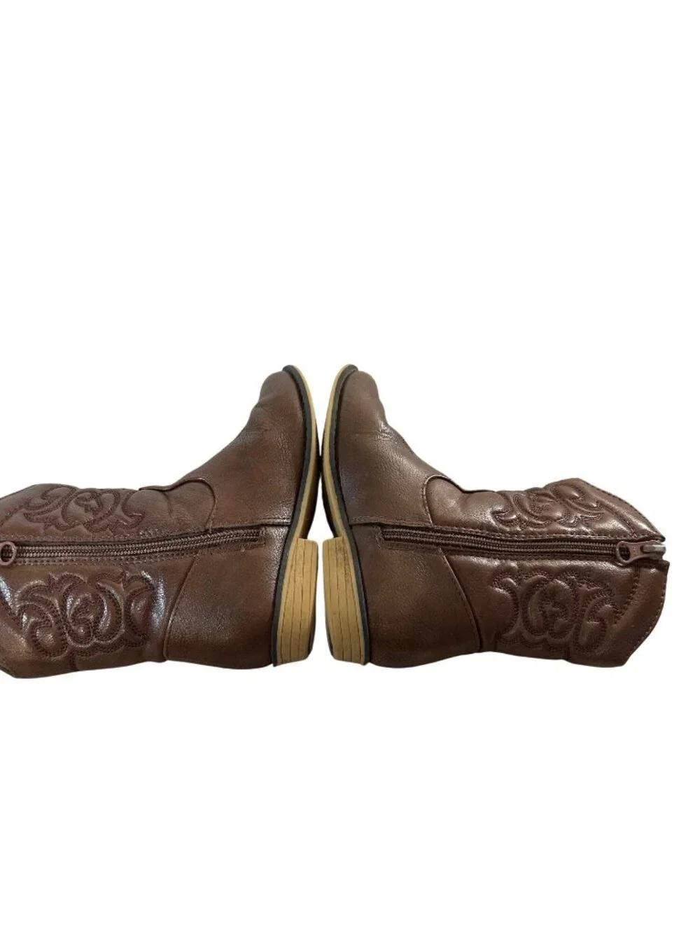 Cat & Jack Toddler Girls Boots Cowgirl Brown Zip Size 11